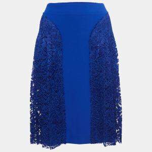 Joseph Blue Crepe & Lace Paneled Skirt M