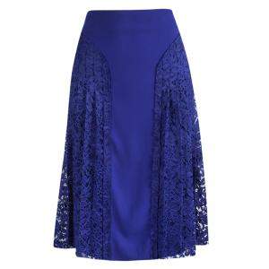 Joseph Cobalt Blue Pleated Lace Detail Courtney Skirt L