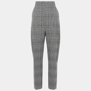 Joseph Grey Checked Wool Tapered Pants S 