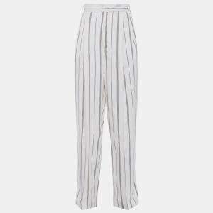 Joseph White Striped Cotton Blend Wide Leg Pants S (FR 34)
