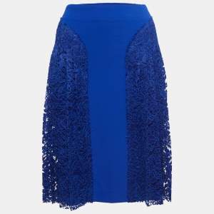 Joseph Blue Crepe & Lace Paneled Skirt S