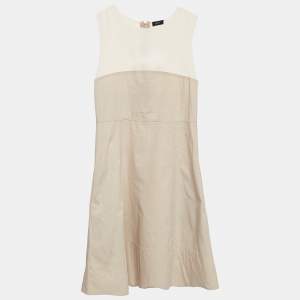 Joseph Beige Poplin & Silk Sleeveless Mini Dress S