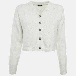 Joseph White Patterned Wool Button Front Cardigan XS