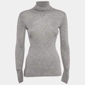 Joseph Grey Cashmere Rib Knit Turtle Neck Sweater M