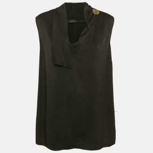 Joseph Black Crepe Metal Detail Sleeveless Top L