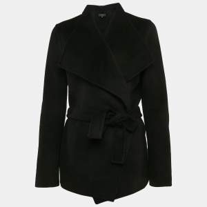 Joseph Black Wool Felt Belted Coat M