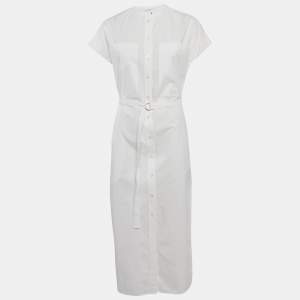 Joseph White Poplin Button Front Midi Dress M