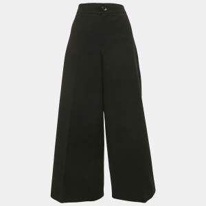 Joseph Black Wool Blend Gabardine Wide Leg Trousers L