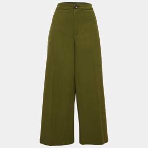 Joseph Green Wool Gabardine Wide-Leg Trousers L