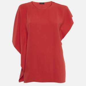 Joseph Red Crepe Raw Edge Detail Top M