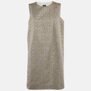 Joseph Gold Jacquard Lamé Sleeveless Sally Mini Dress M