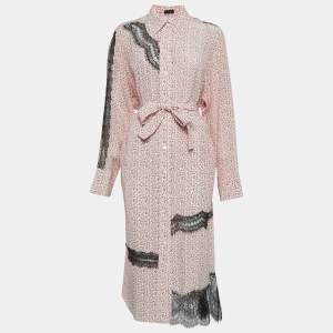 Joseph White Floral Silk Lace Trimmed Claude Midi Shirt Dress L 