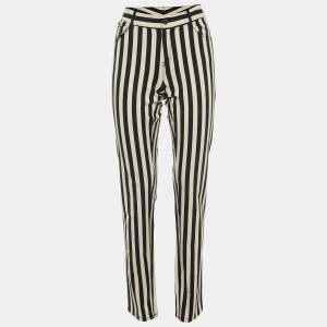 Joseph Monochrome Striped Gabardine Erevan Skinny Trousers L