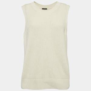 Joseph Cream Rib Knit Crew Neck Sweater Vest M