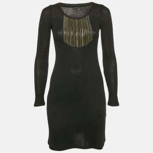 Joseph Black Wool Knit Neck Detail Mini Dress S