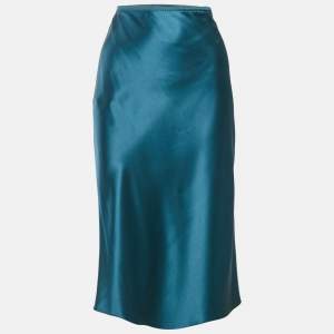 Joseph Blue Satin Silk Midi Isaak Skirt S