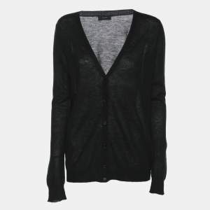 Joseph Black Cashmere Knit Button Front Sweater S