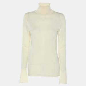 Joseph Cream Wool Knit High Neck Sweater S