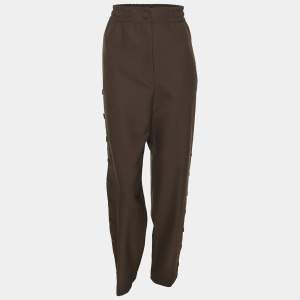 Joseph Olive Green Wool Blend Side Button Trousers M