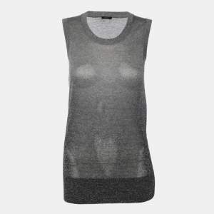 Joseph Metallic Grey Lurex Knit Tank Tops XS