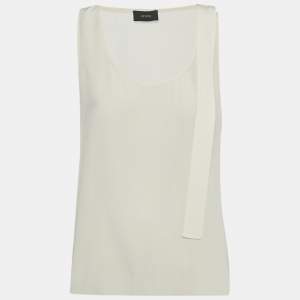 Pre Owned Joseph Beige Silk Tie Detail Sheer Sleeveless Top M 