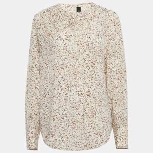 Pre Owned Joseph Beige Printed Silk Blouse L