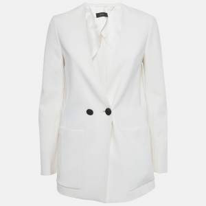 Pre Owned Joseph White Crepe Double Breasted Lambert Blazer S