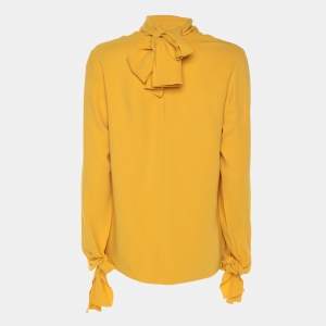 Pre Owned Joseph Yellow Crepe Todd Cady Tops S