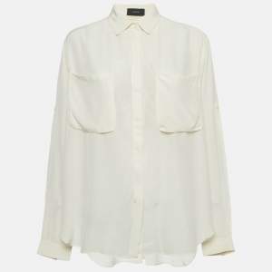 مملوكة مسبقًا قميص جوزيف جوانا كريب أوف وايت بأكمام طويلة مقاس متوسط (ميديام)