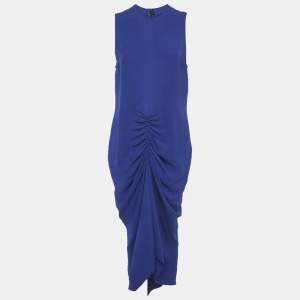 مملوكة مسبقًا Joseph Blue Silk Ruche Asymmetric Dress L