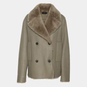 مملوكة مسبقًا Joseph Grey Leather Double Breasted Jacket M