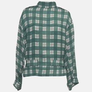 مملوكة مسبقًا Joseph Green Canvas Check Silk  Royce Jacket M