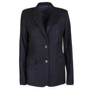 Joseph Black Striped Wool Tailored Blazer L