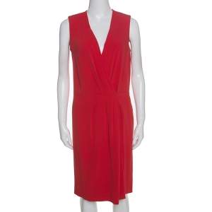 Joseph Red Crepe Pleat Detail Stellina Wrap Dress M