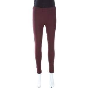 Joseph Burgundy Stretch Gabardine Leggings S