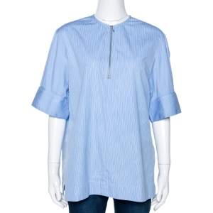 Joseph Blue Pinstripe Cotton Brair Blouse L