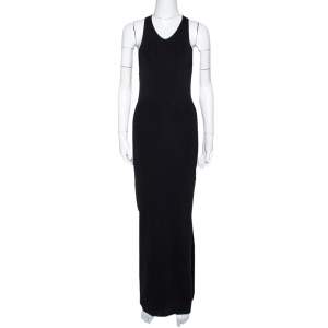 Joseph Black Rib Knit Open Back Fitted Dress S
