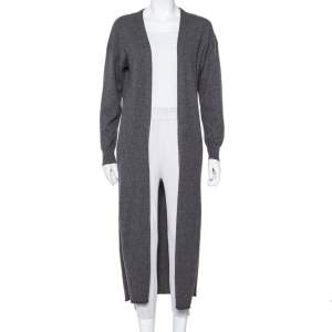 Joseph Dark Grey Cashmere Open Front Long Cardigan M