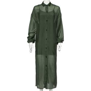 Joseph Dark Green Cotton And Silk Sina Dress M