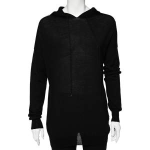 Joseph Black Wool Hooded Lightweight Hoodie L