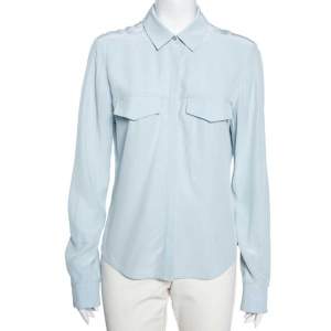 Joseph Light Blue Silk Button Front Shirt L
