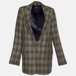 Joseph Grey Gemina Checked Wool Single Breasted Blazer M