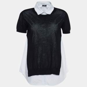 Joseph White/Black Wool Two Pieces Short Sleeve Top S