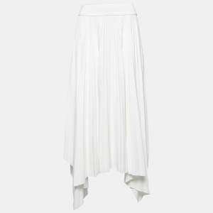 Joseph White Crepe Asymmetric Pleated Skirt M