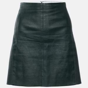 Joseph Dark Green Leather Stretch Mini Skirt M