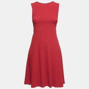 Joseph Red Crepe Paneled Skater Dress S 