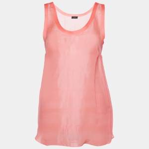Joseph Neon Pink Silk Voile Sheer Tank Top M