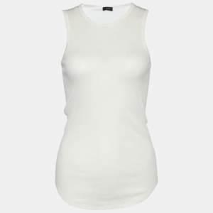 Joseph White Cotton Cashmere Rib Sleeveless Tank Top S