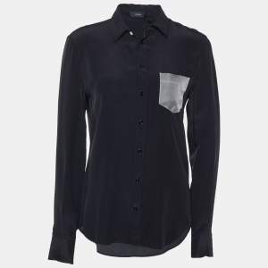 Joseph Black Silk & Organza Pocket Shirt S