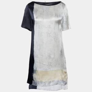 Joseph Cream & Black Paint Printed Silk Pattina Dress M